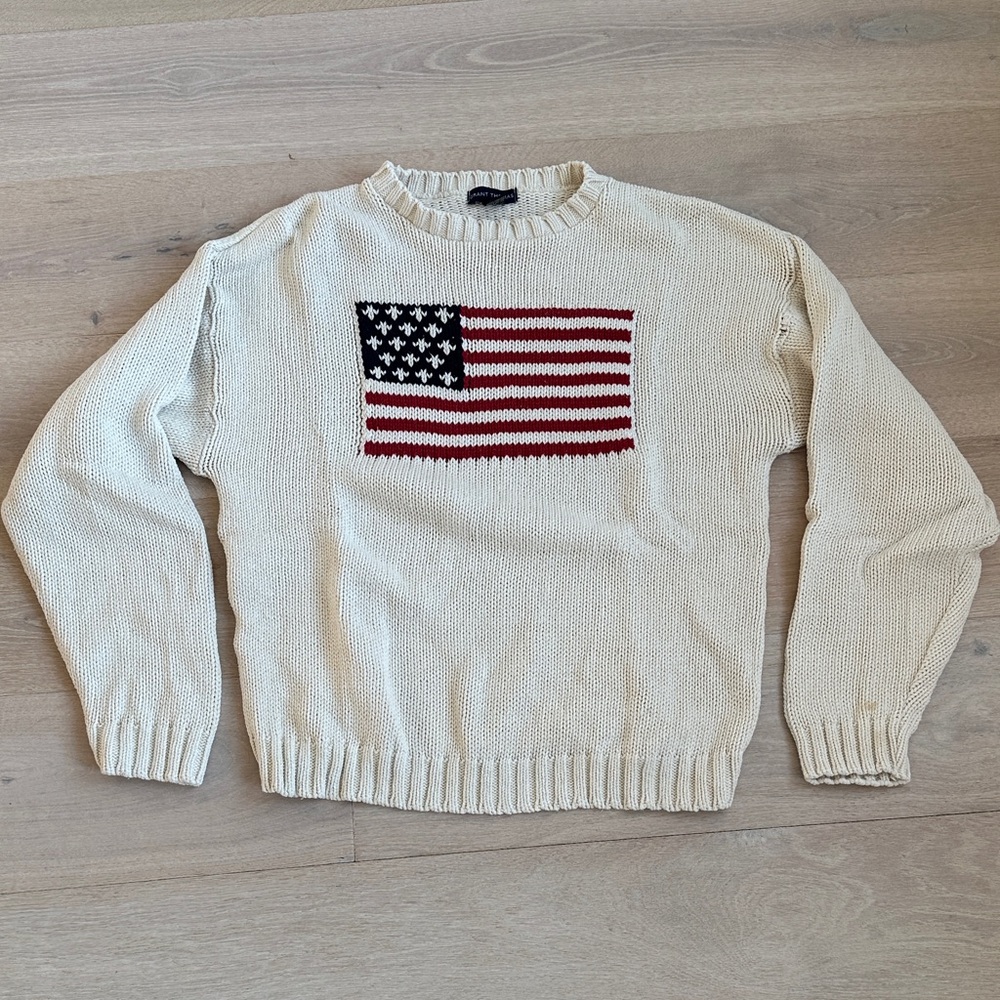 Men’s grant Thomas oversized Cream Sweater
American Flag Design sz large